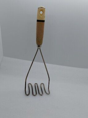 Vintage Metal Potato Masher Wood Handle Farmhouse Decor